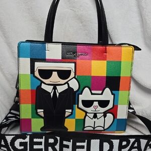 Karl Lagerfeld Multicolor Checkered Handbag Or Crossbody